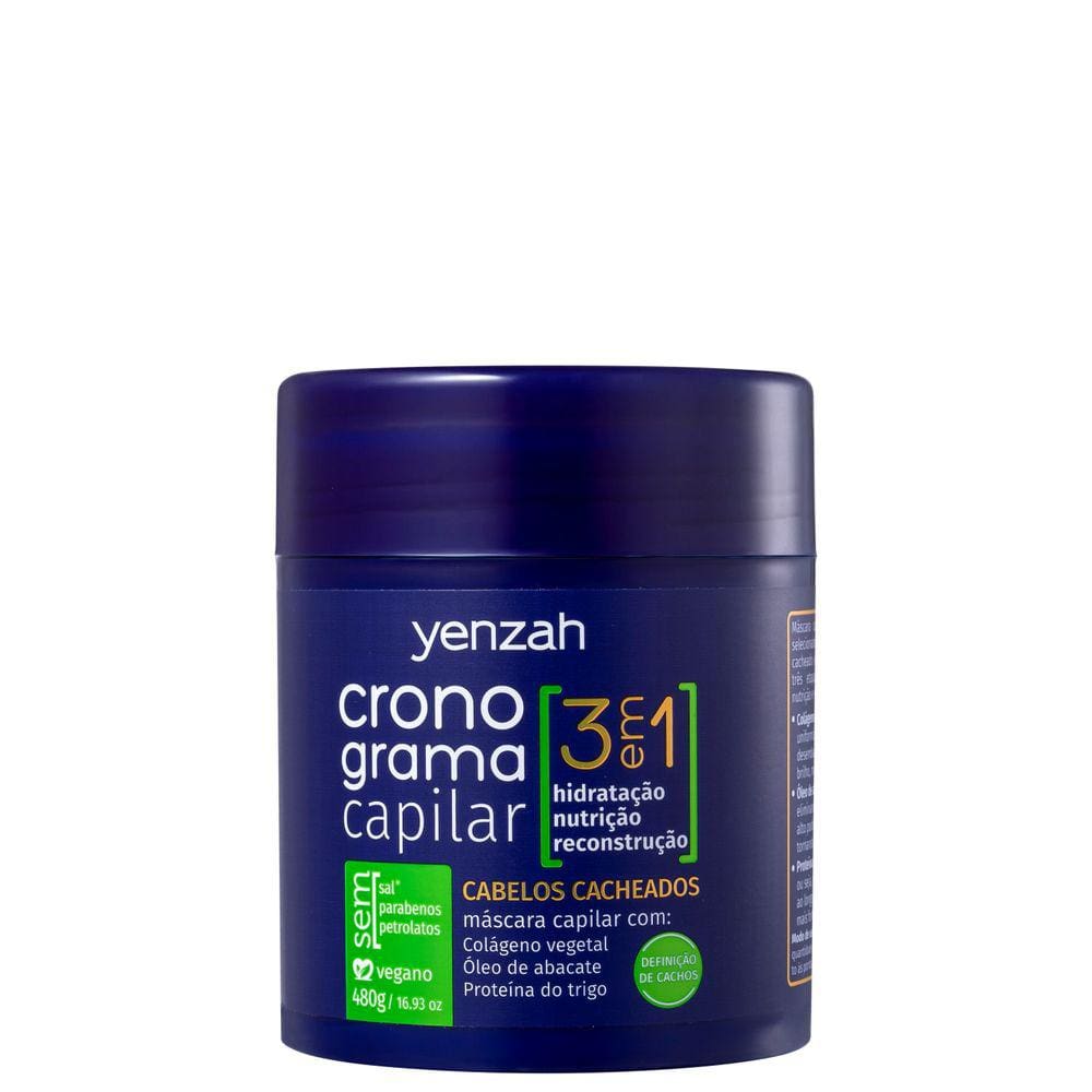 Yenzah Cronograma Capilar 3 em 1 Cacheados - Máscara 480g