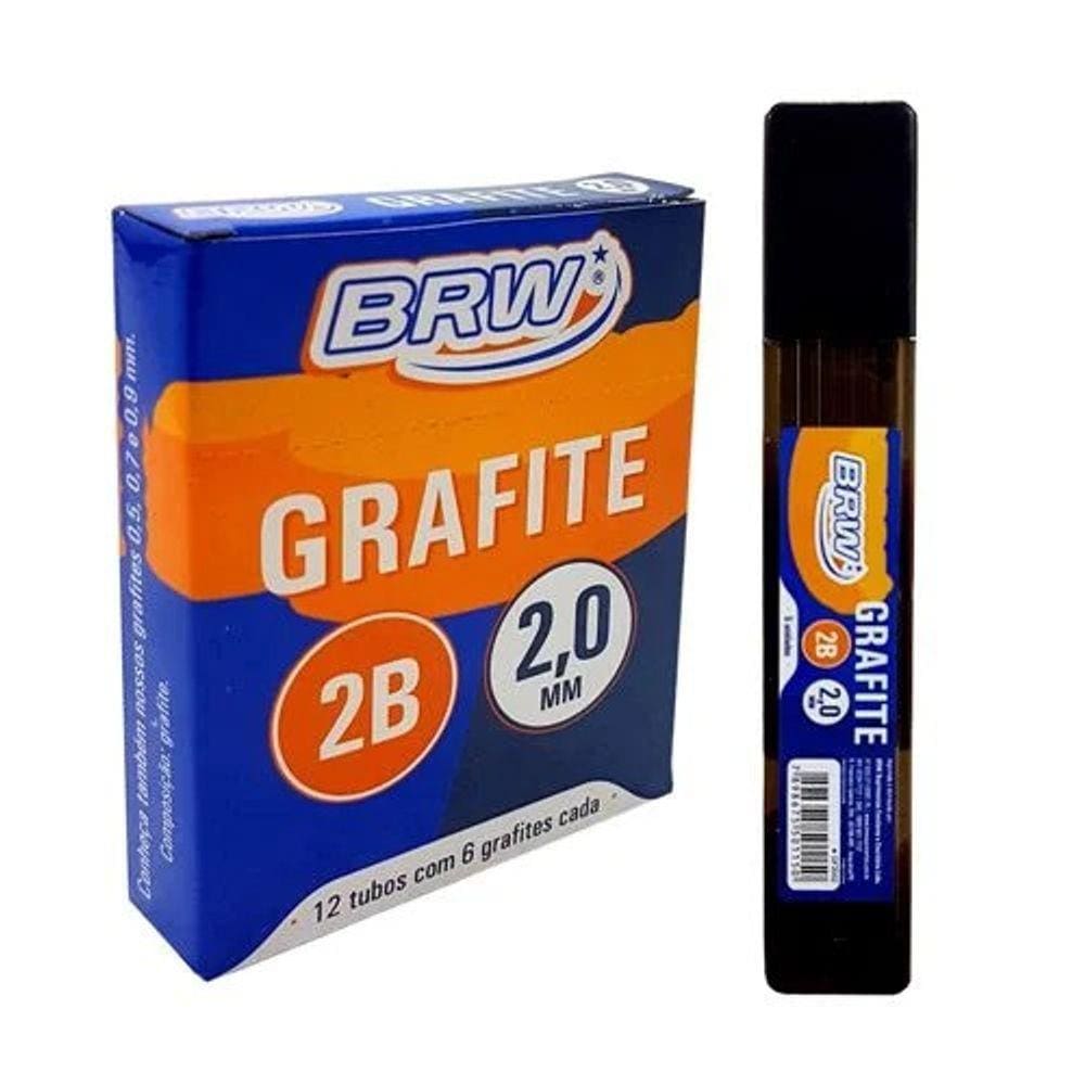 Grafite 2.0mm 2B BRW 12 Tubos de 6 Grafites cada