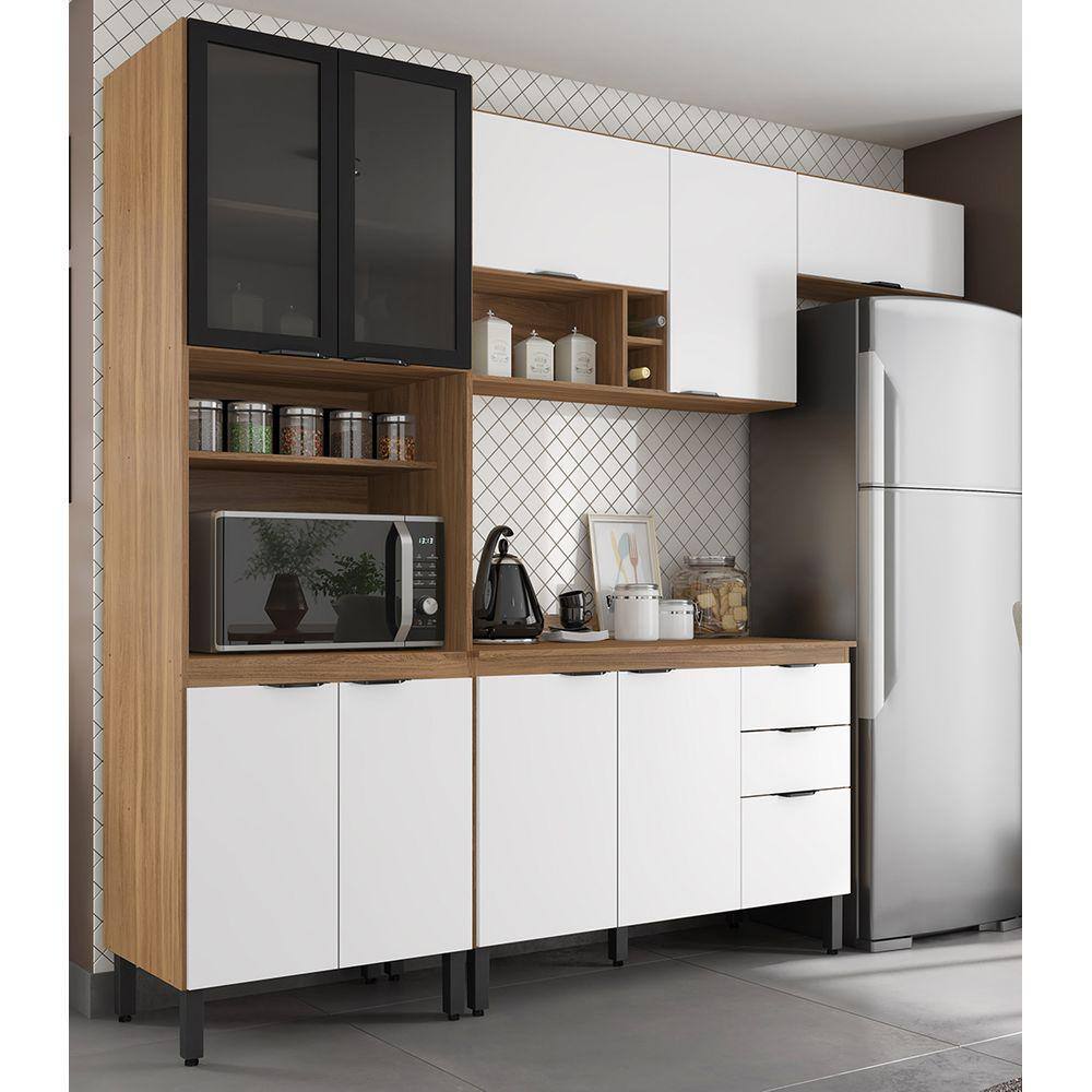 Cozinha Modulada Completa 10 Portas 02 Gavetas Firenze Amendola Branco Demóbile