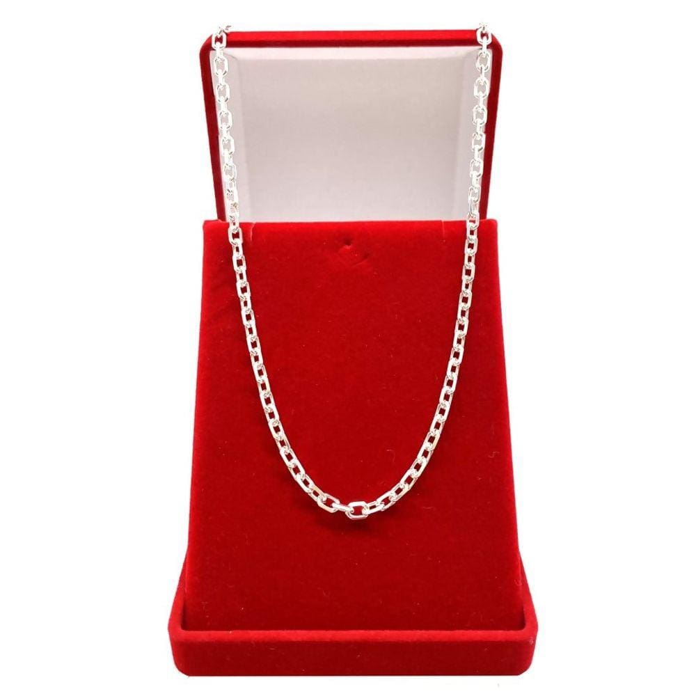 Corrente Cordão De Prata 925 Maciça 60cm Cadeado Masculina 4mm