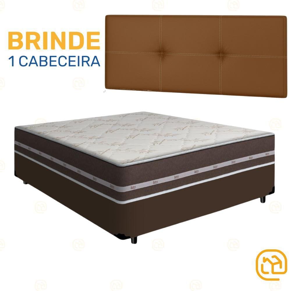 Cama Box + Cabeceira Painel Iris + Colchão Casal Classic Superlastic 138cm