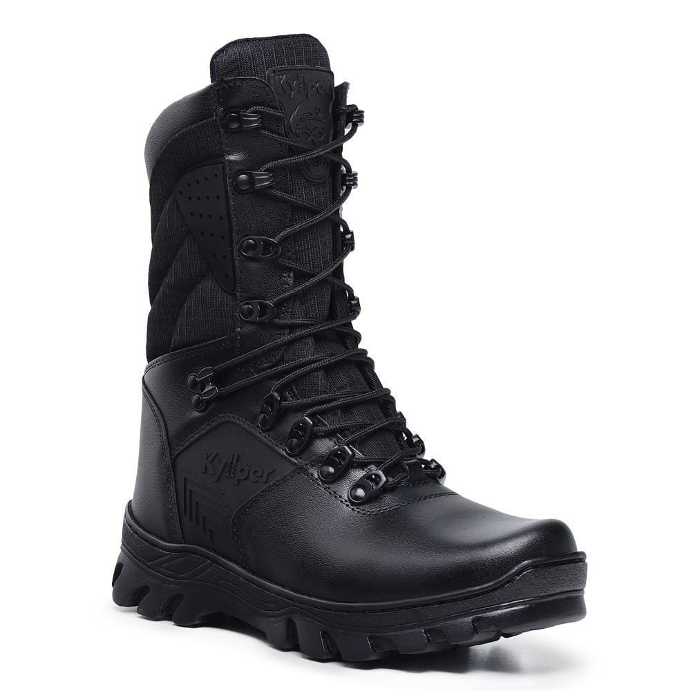 Coturno Militar Masculino Couro Tratorado Cano Alto Conforto
