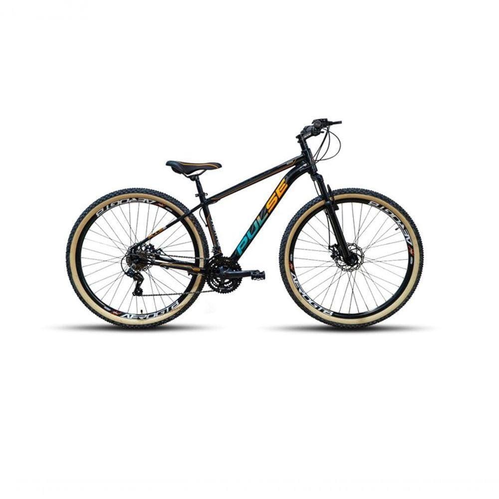 Bicicleta 29 Pulse Cambios Shimano 21v Freio Disco Laranja Verde Acqua