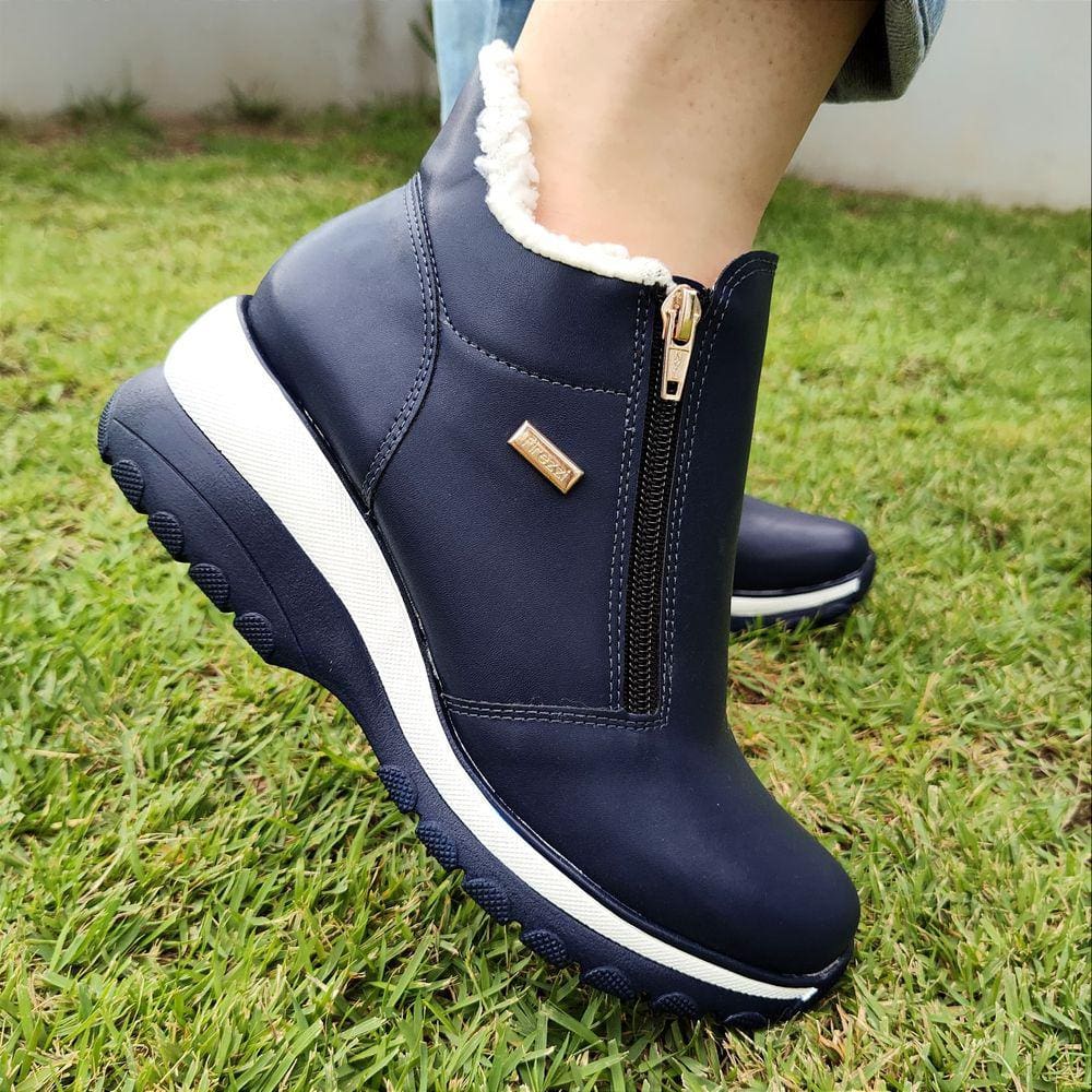 Bota Lanin Napa Azul Peluciada Com Lã Pelinhos Tênis