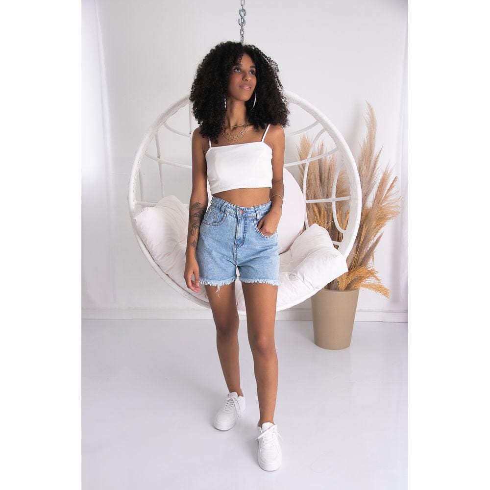 Shorts Mom Jeans Feminino Cintura alta