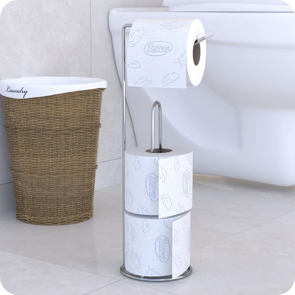 Suporte Para Papel Higiênico De Chão Papeleira Cromada ARM