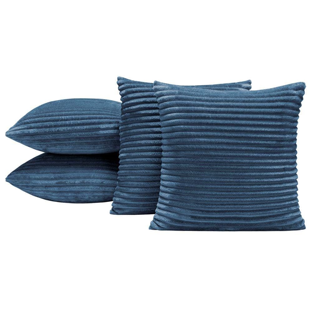 Kit 4 Capas de Almofada Napoli 45x45 Manta Canelada - Azul Marinho