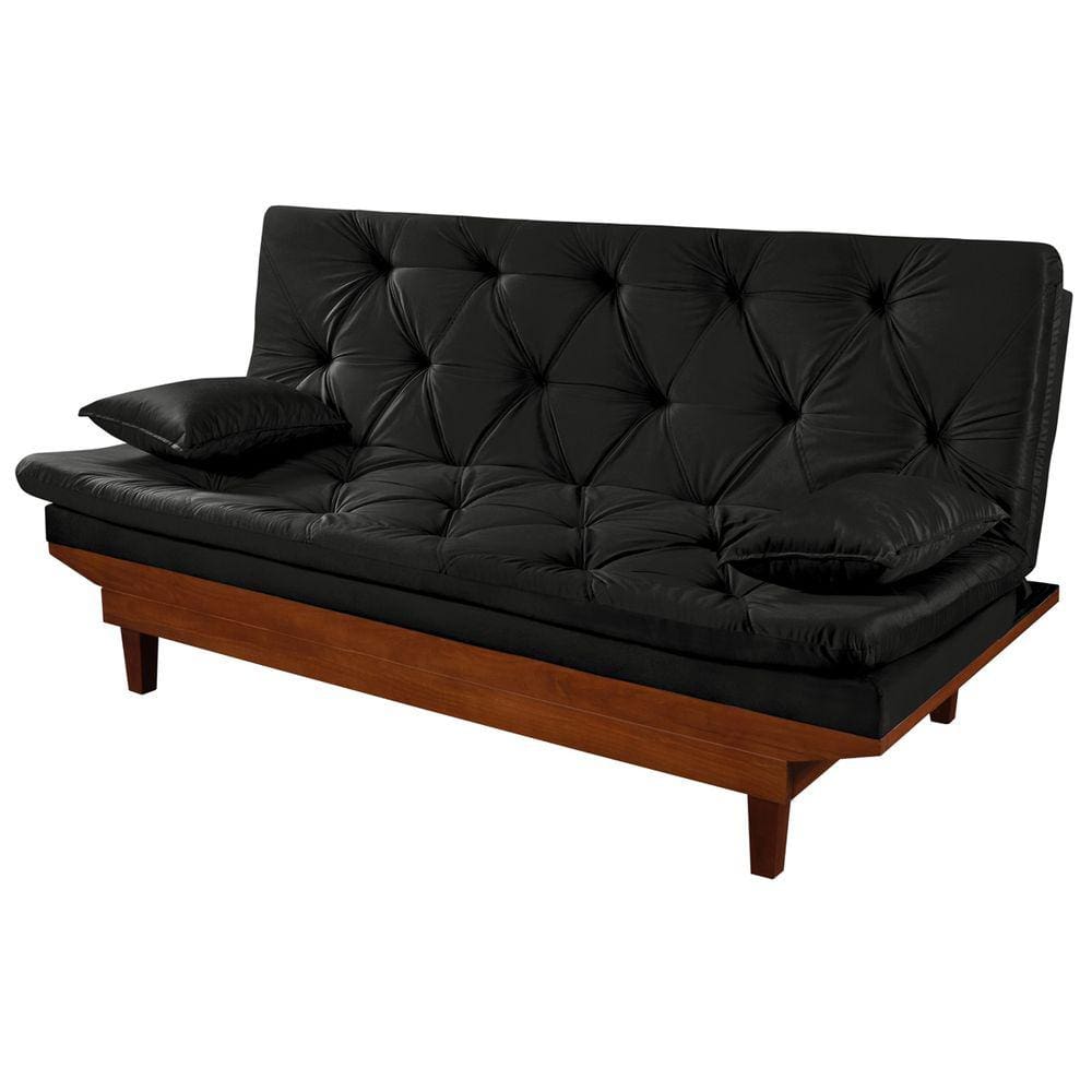 Sofa Cama Caribe 3 Lugares Reclinavel Base Em Madeira Revestido Suede