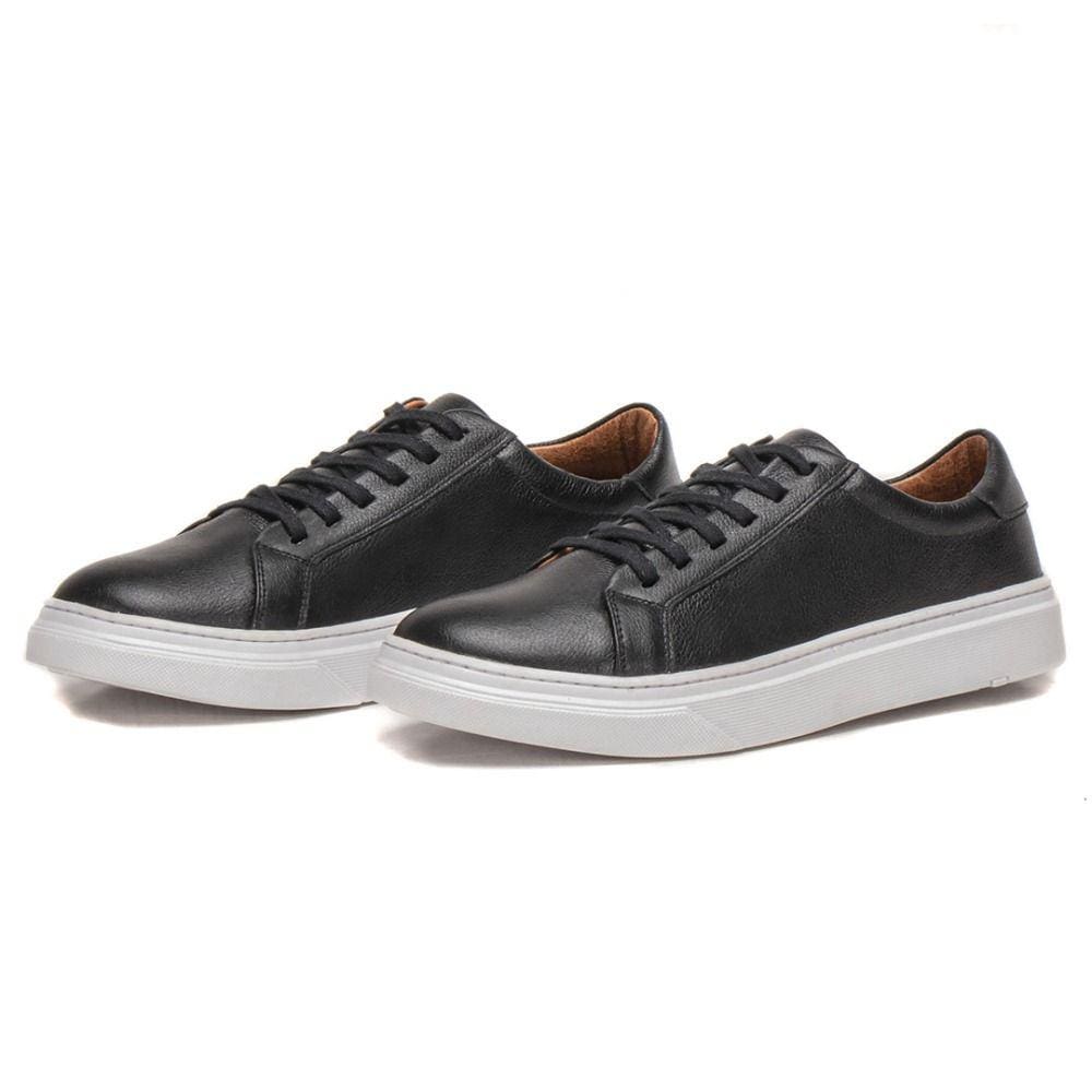 Sapatenis Masculino Couro Casual Design Moderno Fechamento Cadarço Sola Borracha Antiderrapante