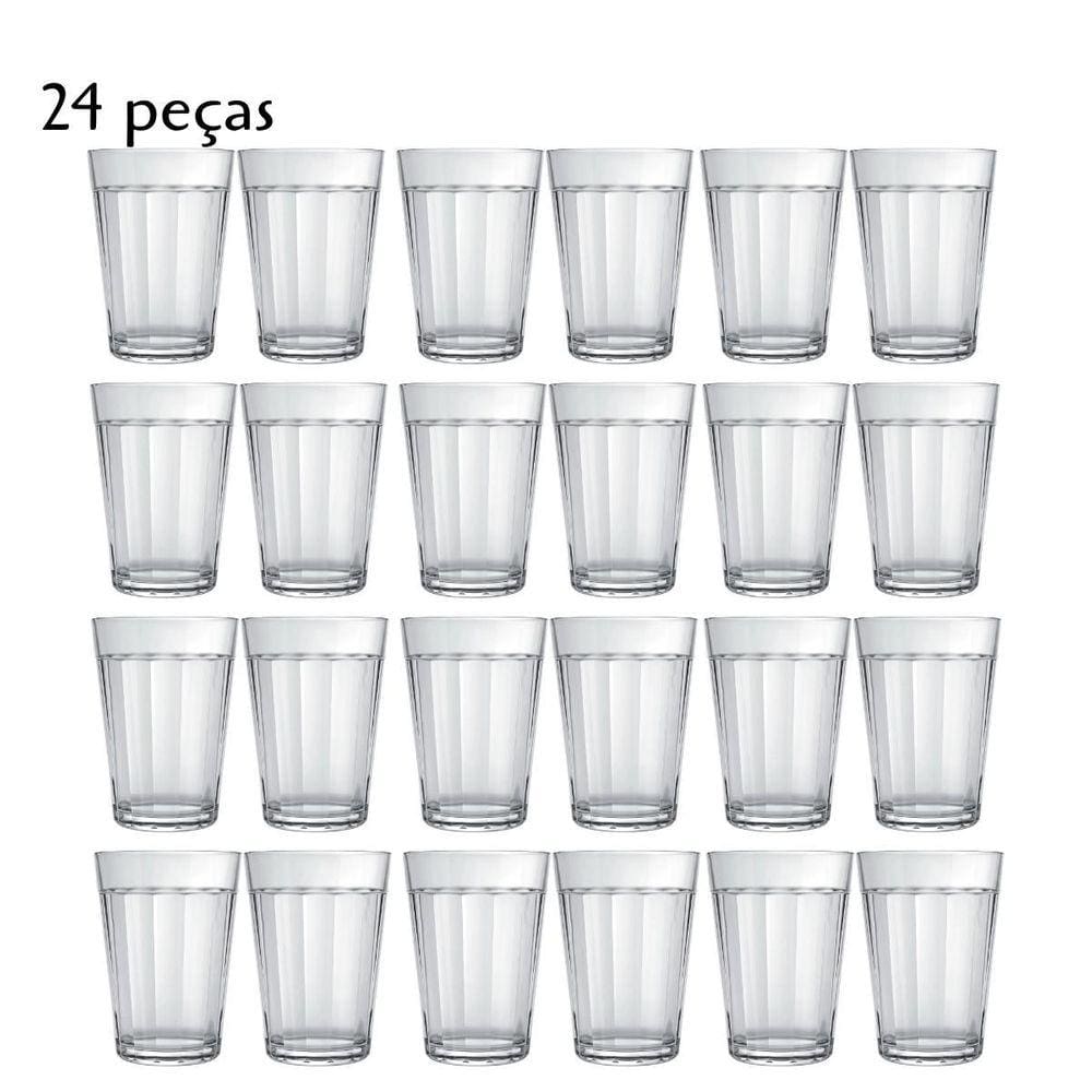 Jogo De Copos Americano Em Vidro 24 Peças 190Ml Transparente