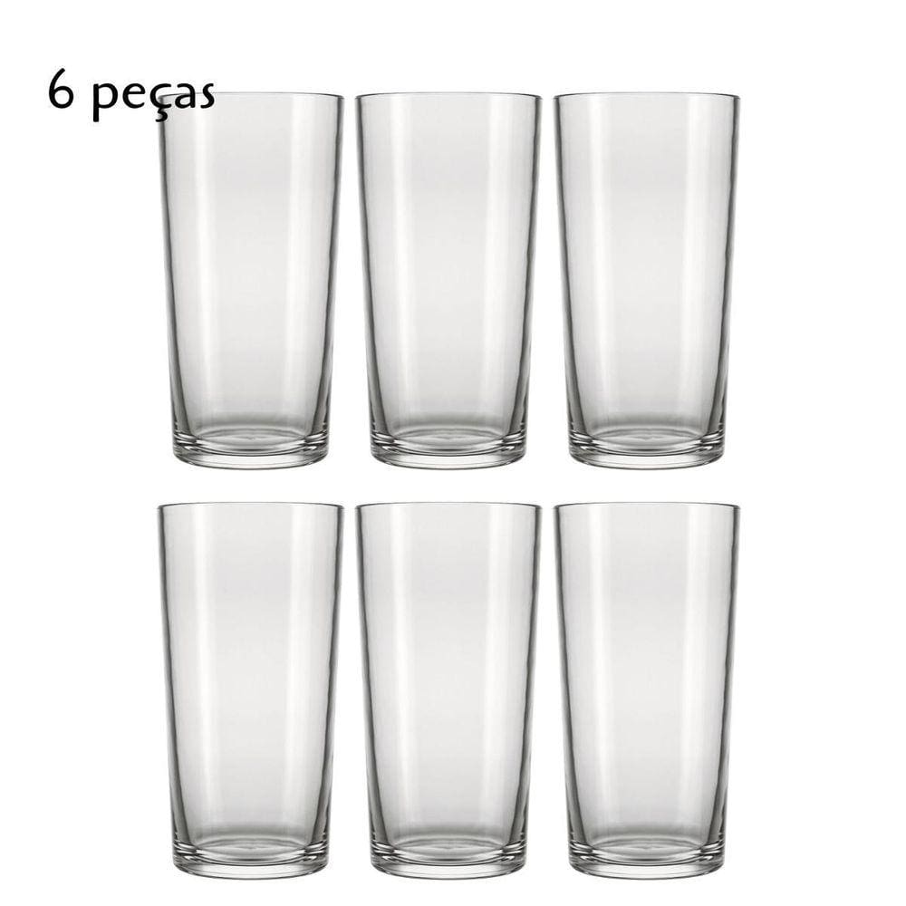 Jogo De Copos Em Vidro 6 Peças 390Ml Alto Transparente
