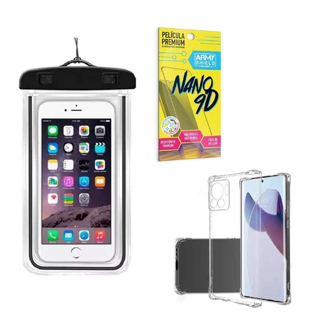Capa Edge 30 Fusion + Capa A Prova Dágua + Película Nano 9D