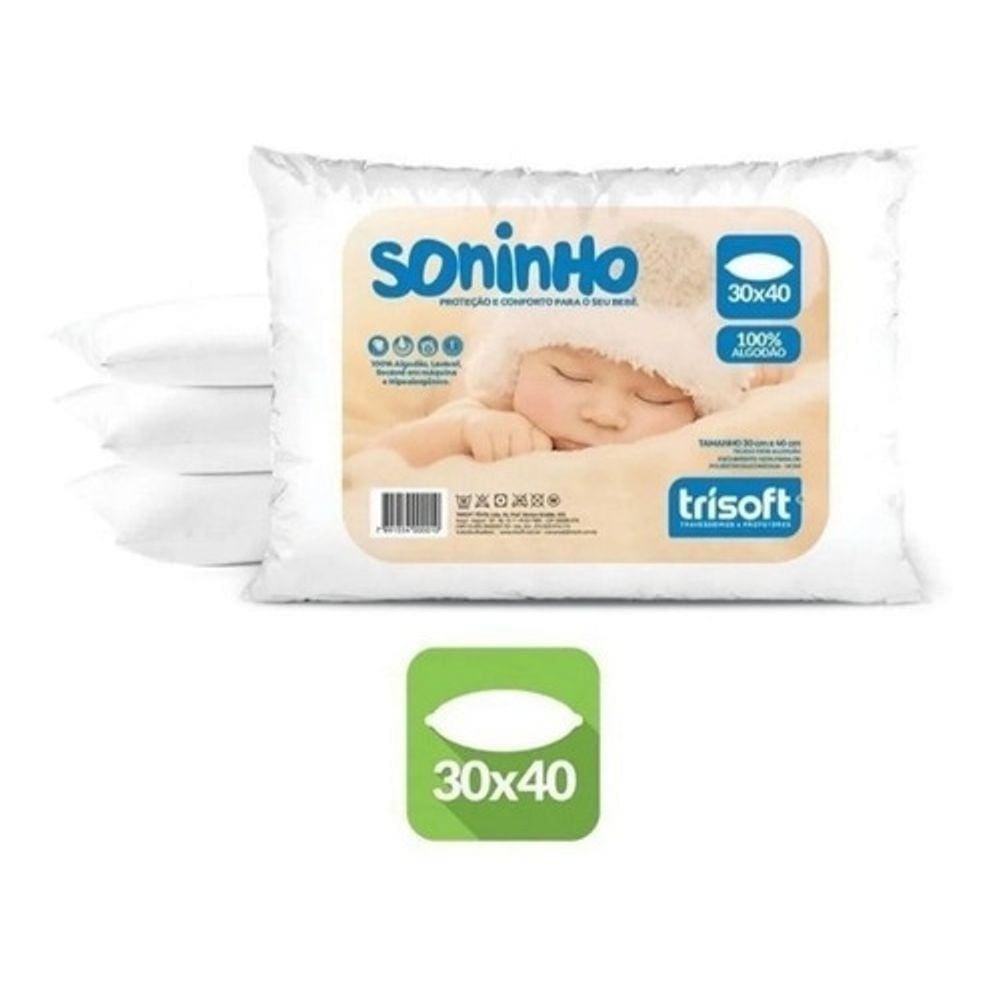 Travesseiro Bebê Infantil 30x40 Percal Sono Leve