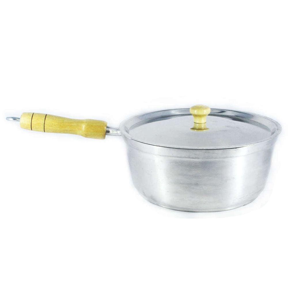 Caçarola Panela de Alumínio Polido Cabo de Madeira 18cm