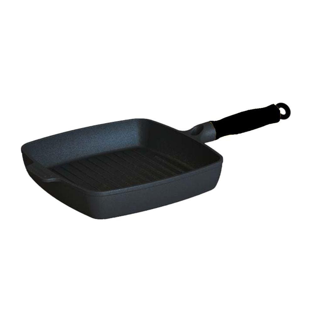Bistequeira estriada com cabo de silicone 22x22 Preto