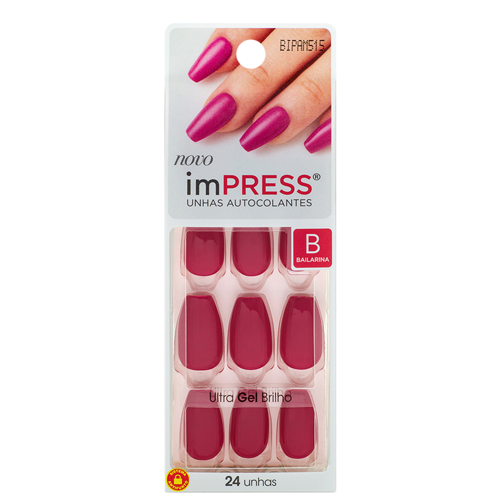 Kiss New York imPRESS Média Bailarina Ruby - Unhas Postiças (24 Unidades)
