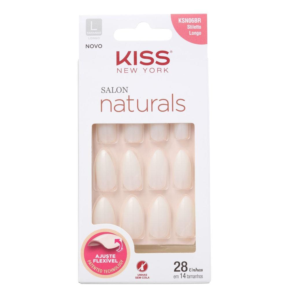 Kiss NY Salon Naturals Stiletto Longo-Unhas Postiças 13g BLZ