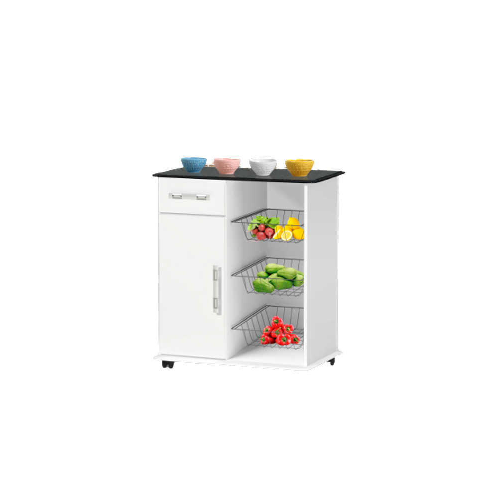 Fruteira Nobre New 1 Gaveta 1 Porta 3 Cestos – Branco