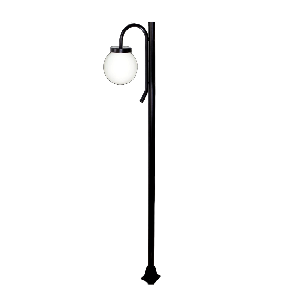 Poste Luminária Globo G Braço Curvo Baixo Jardim Preto 200cm