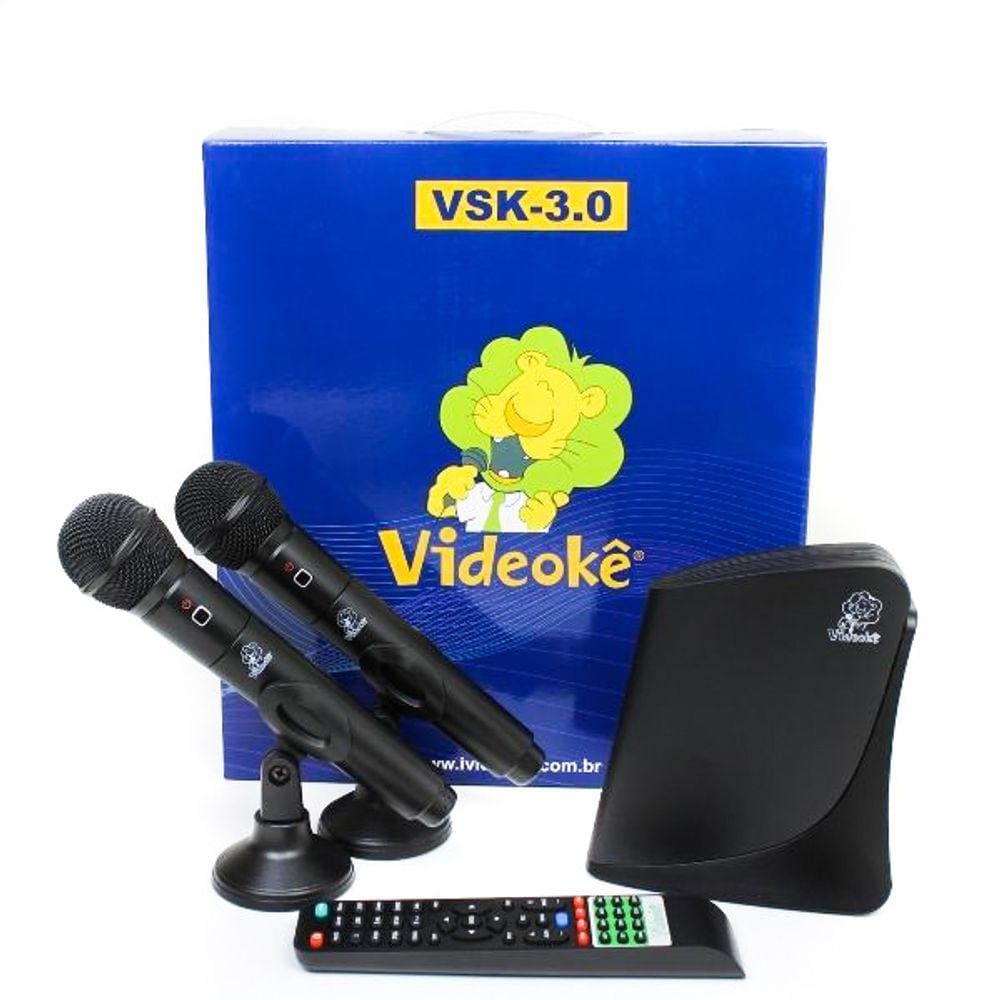 VIDEOKÊ VSK 3.0 COM 2.933 MÚSICAS + 2 MICROFONES SEM FIO - 2933 Karaoke