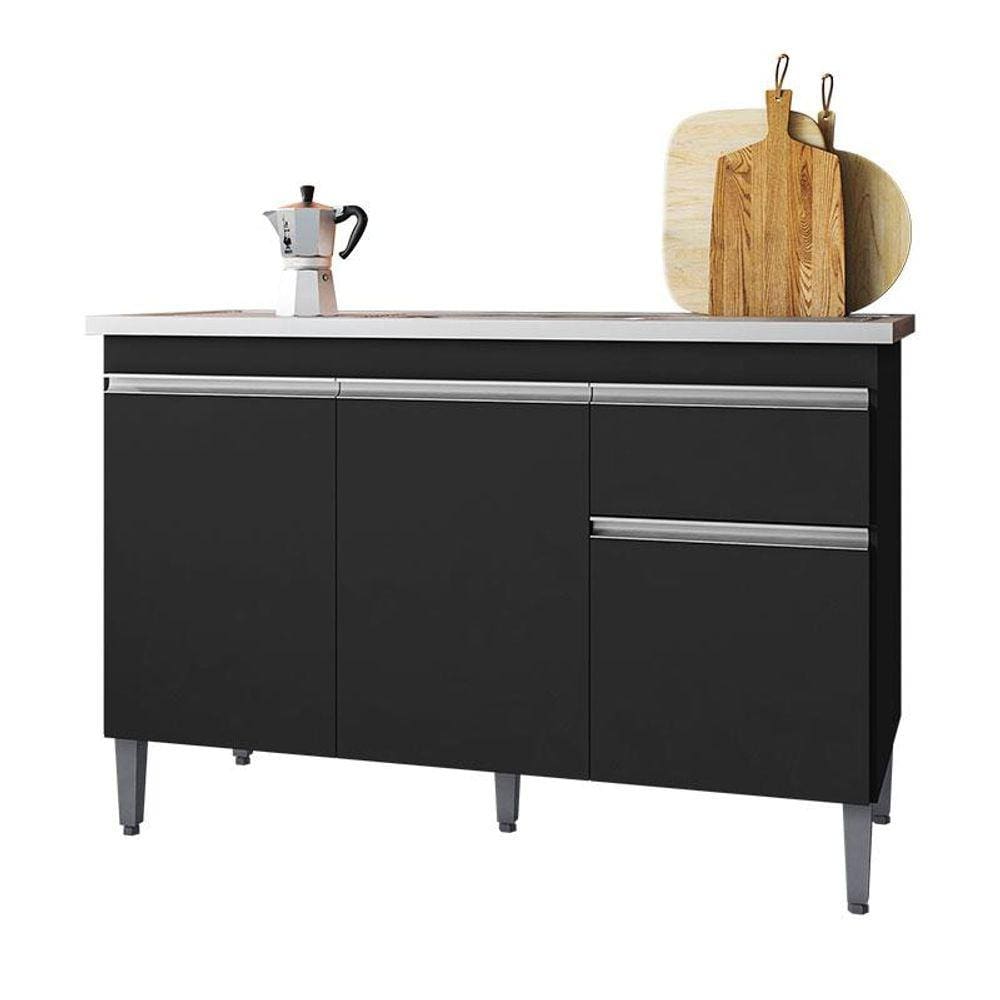 Balcão de Pia Tatiane 120 cm Preto Fosco - AJL