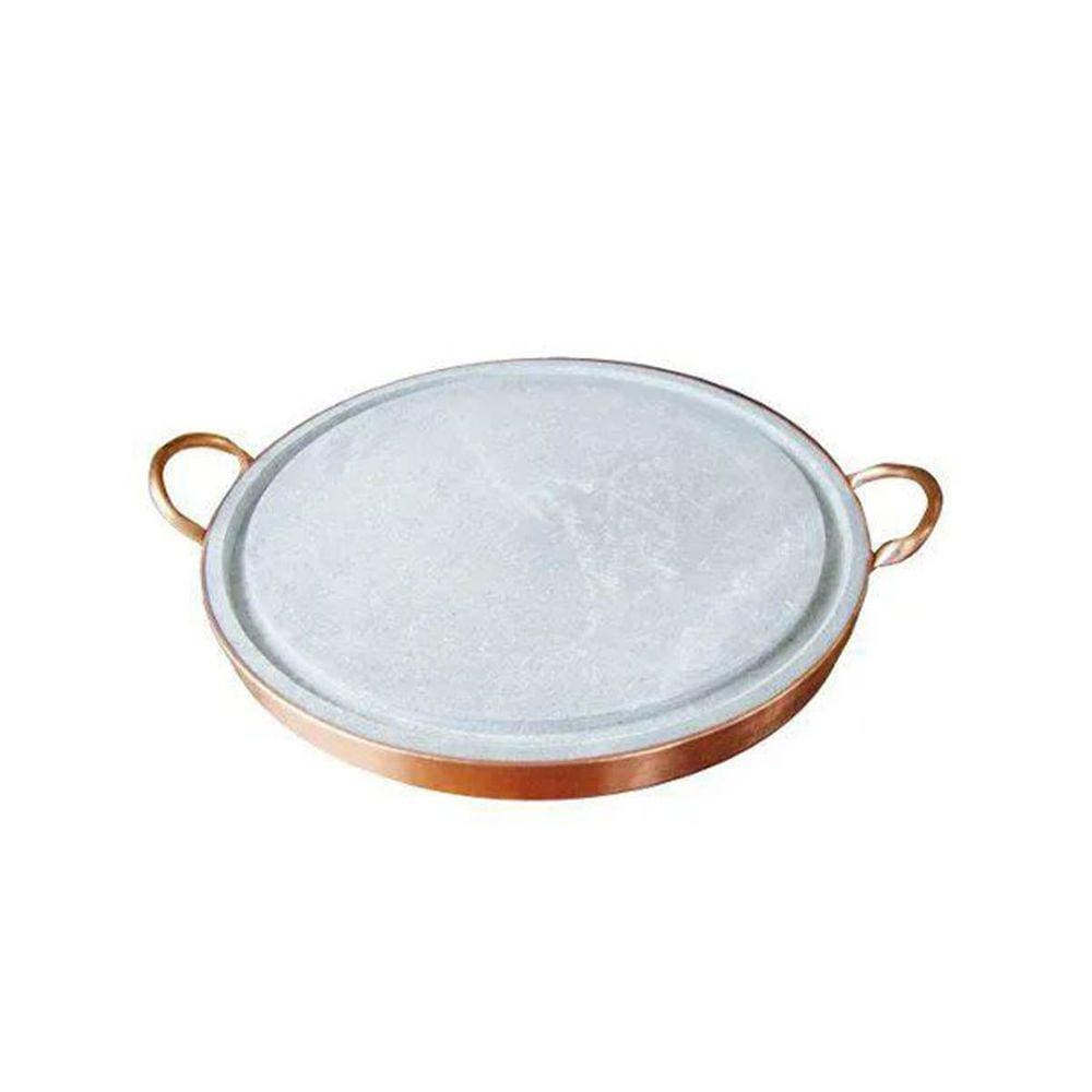 Pedra para Carnes Pedra Sabão com Alça de Cobre 36 Cm