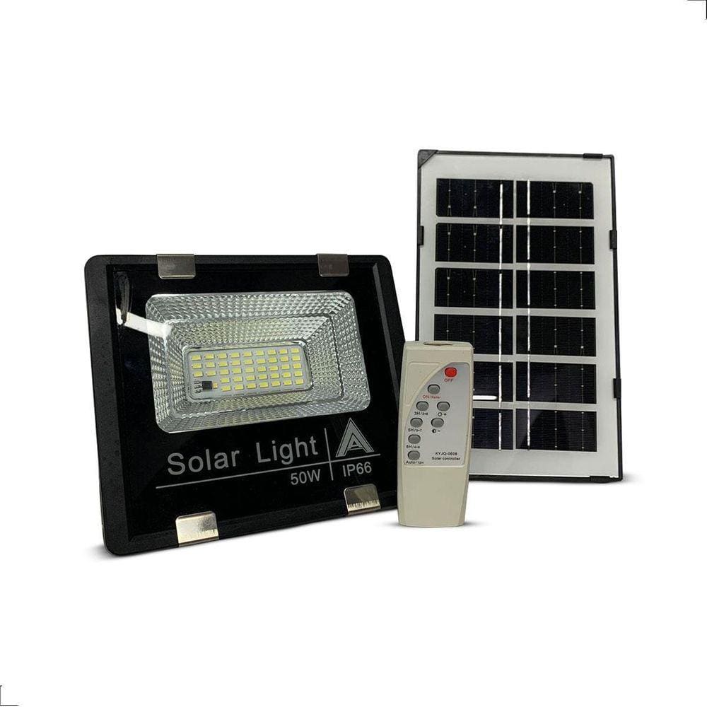 Refletor Led 50W Energia Solar Placa E Controle Prova D`Água