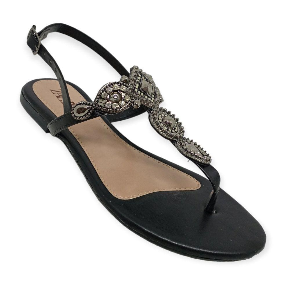 Sandália Rasteira Zalux R5111 Feminina - Preta