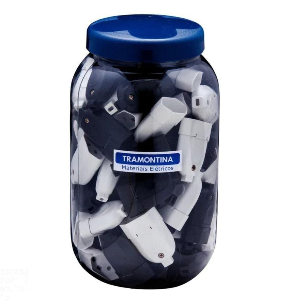 Plug Femea 2P+T Preto/Branco Em Pote com 44 unidades Tramontina
