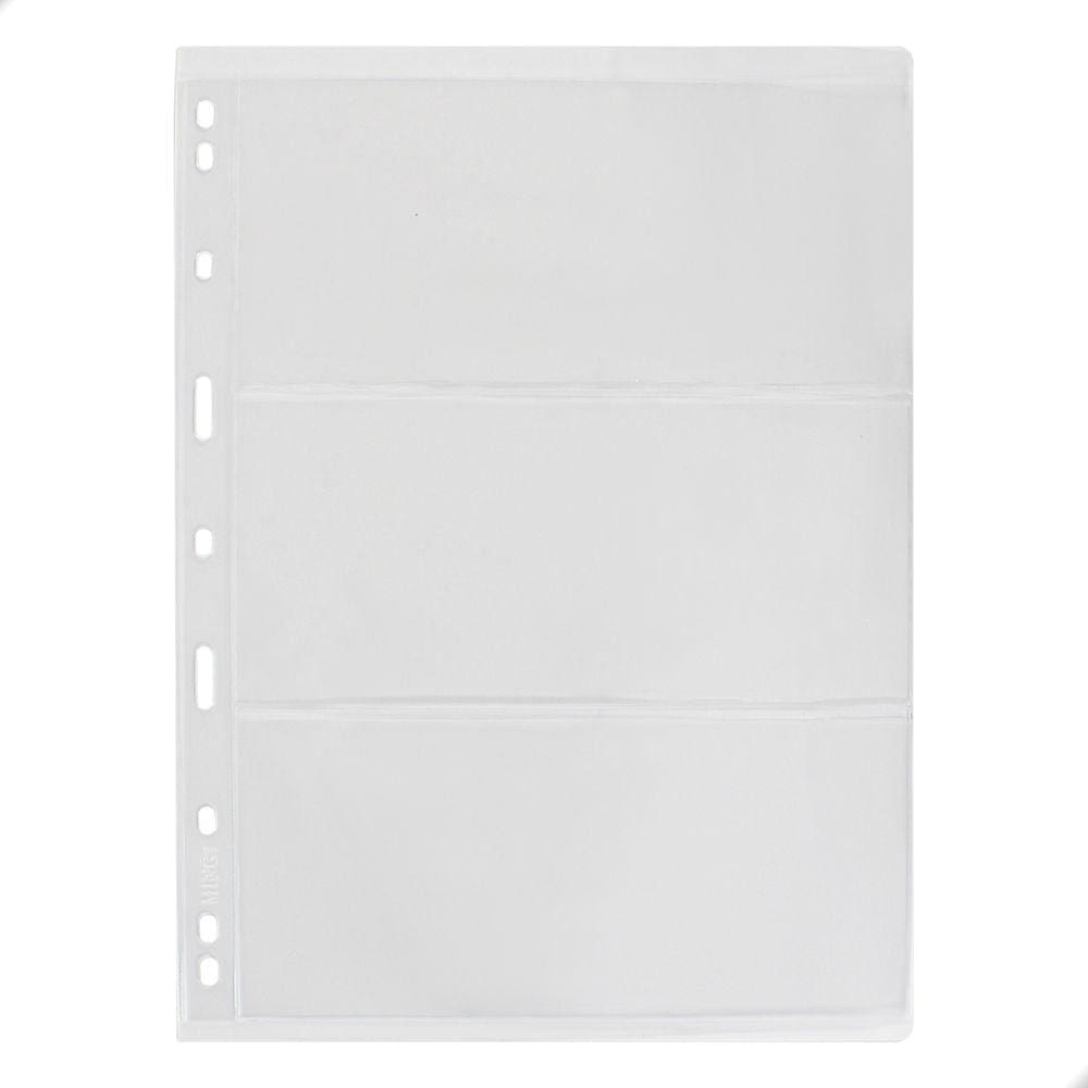 Kit 10 Folhas para Cédulas 28x21 Acetato 3 Espaços