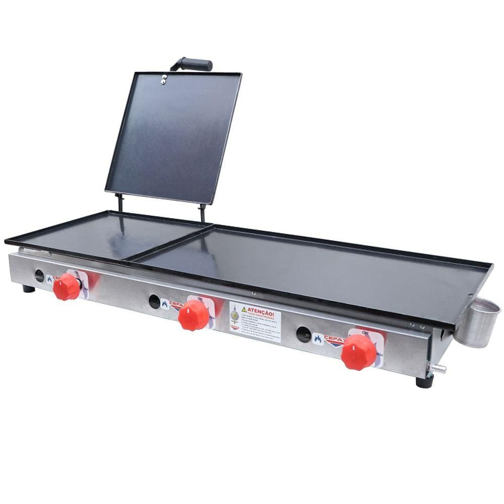 Chapa Lanche Gás 90x30 1,95mm Espessura Inox com Prensa Cefaz