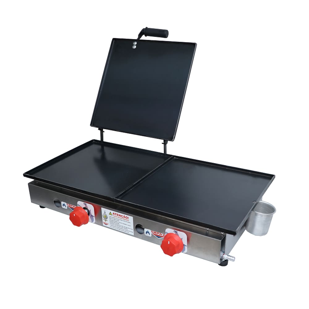Chapa Bifeteira A Gás 60x30cm Com Prensa Aço Inox Cefaz