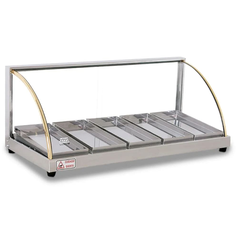 Estufa Vitrine Elétrica Curva Quente 5 Bandejas Inox Tita