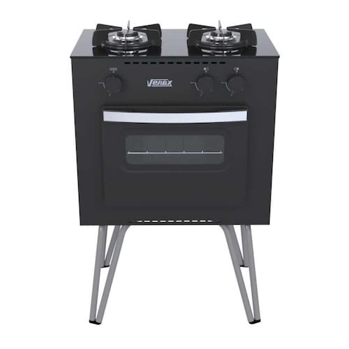 imagem-Fogão a Gás Mini Cook 2 Bocas Com Forno Preto - Venax