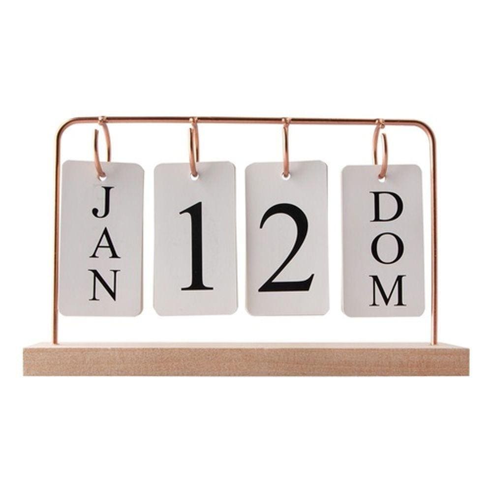 Calendário Permanente De Mesa Madeira Home Office Decoração