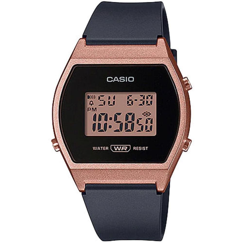 Relógio CASIO feminino preto rosê digital LW-204-1ADF