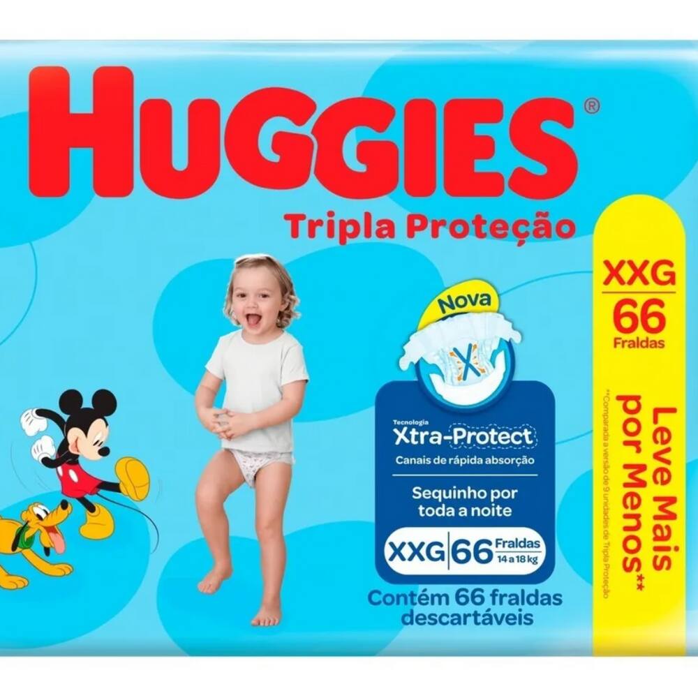 Fralda huggies azul xxg 66 unidades | Extra