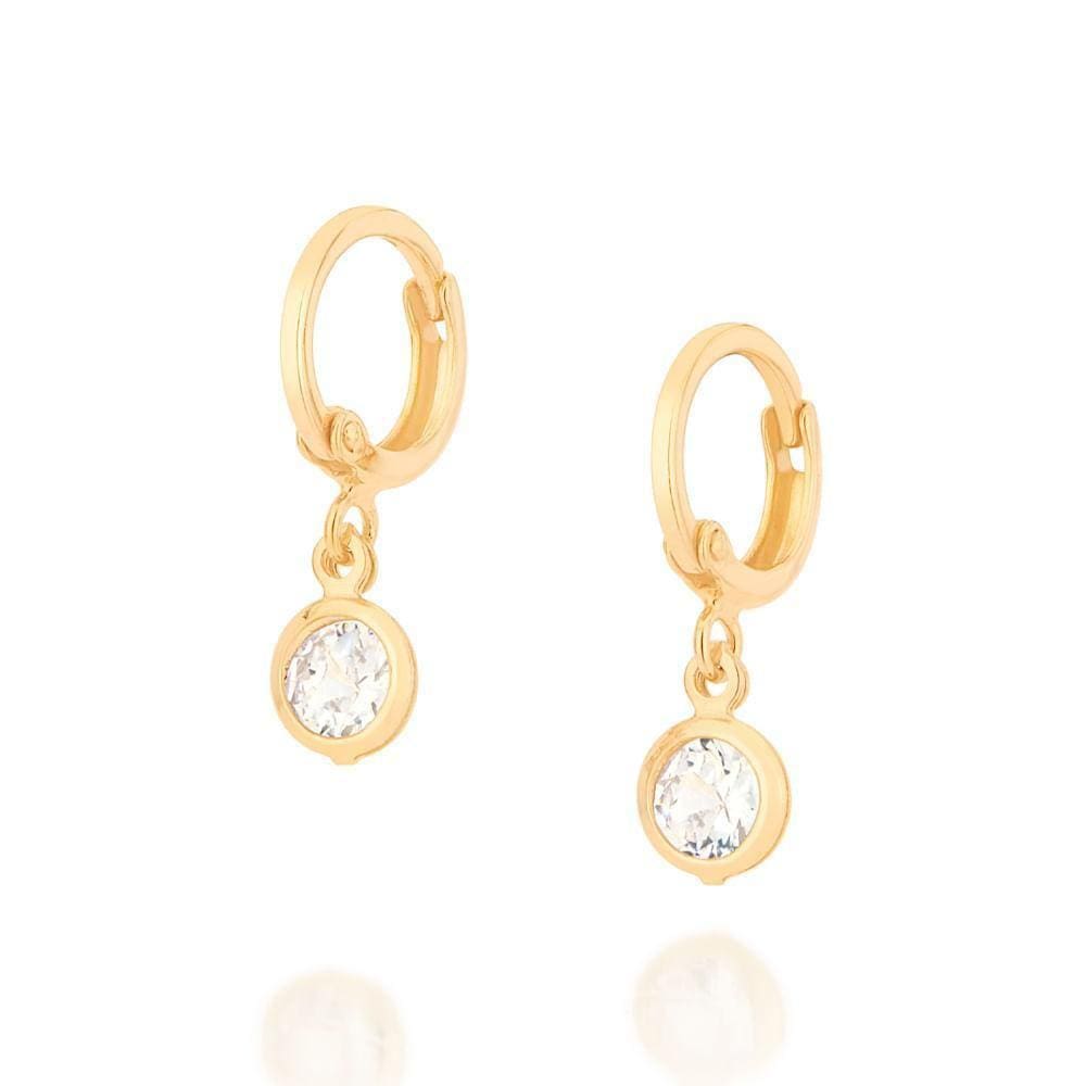 Brinco Argola Rommanel Com Zircônias Folheado A Ouro
