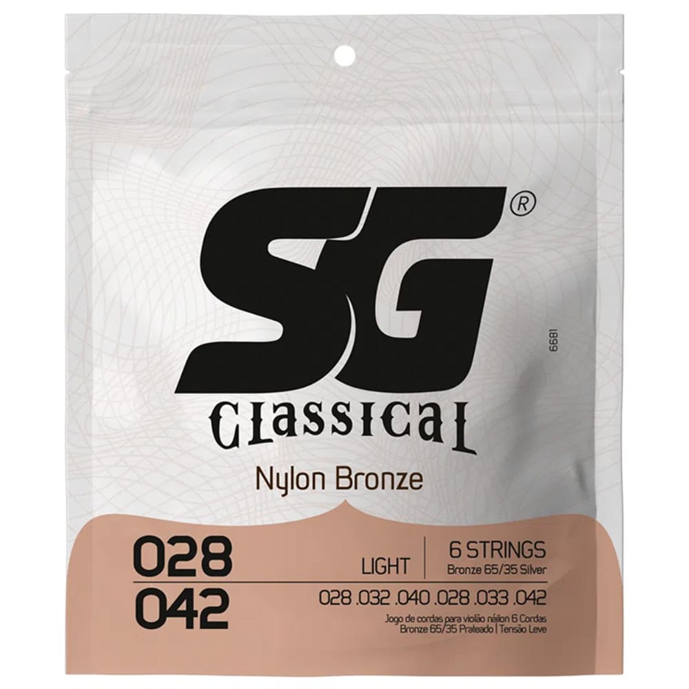 Encordoamento Sg Violao Nylon Bronze 65 35 Prata Tensao Media 0.028 - 0.043