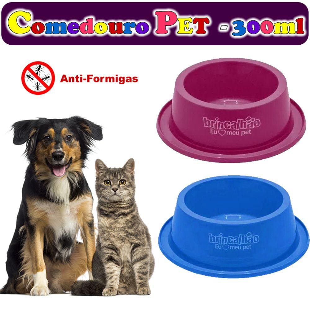 Comedouro Bebedouro Anti Formiga - Para Cão Gato Cães e Gatos - Brincalhão 300ml - Panami