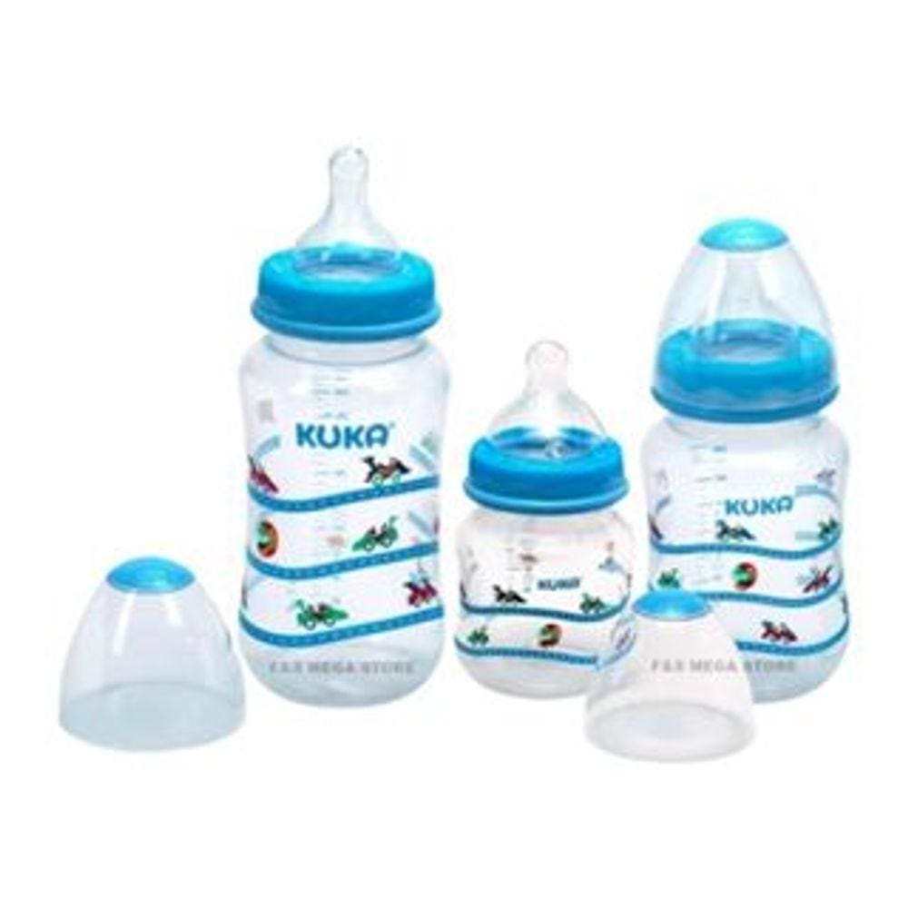 Kit 3 Mamadeiras Kuka Estojo Big Natural Ortôdontica-Azul