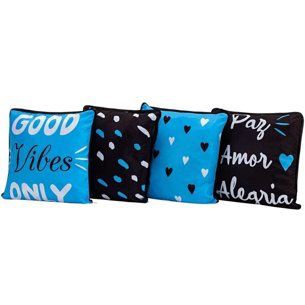 4 Almofadas Cheias Good Vibes 45cm X 45cm Com Refil
