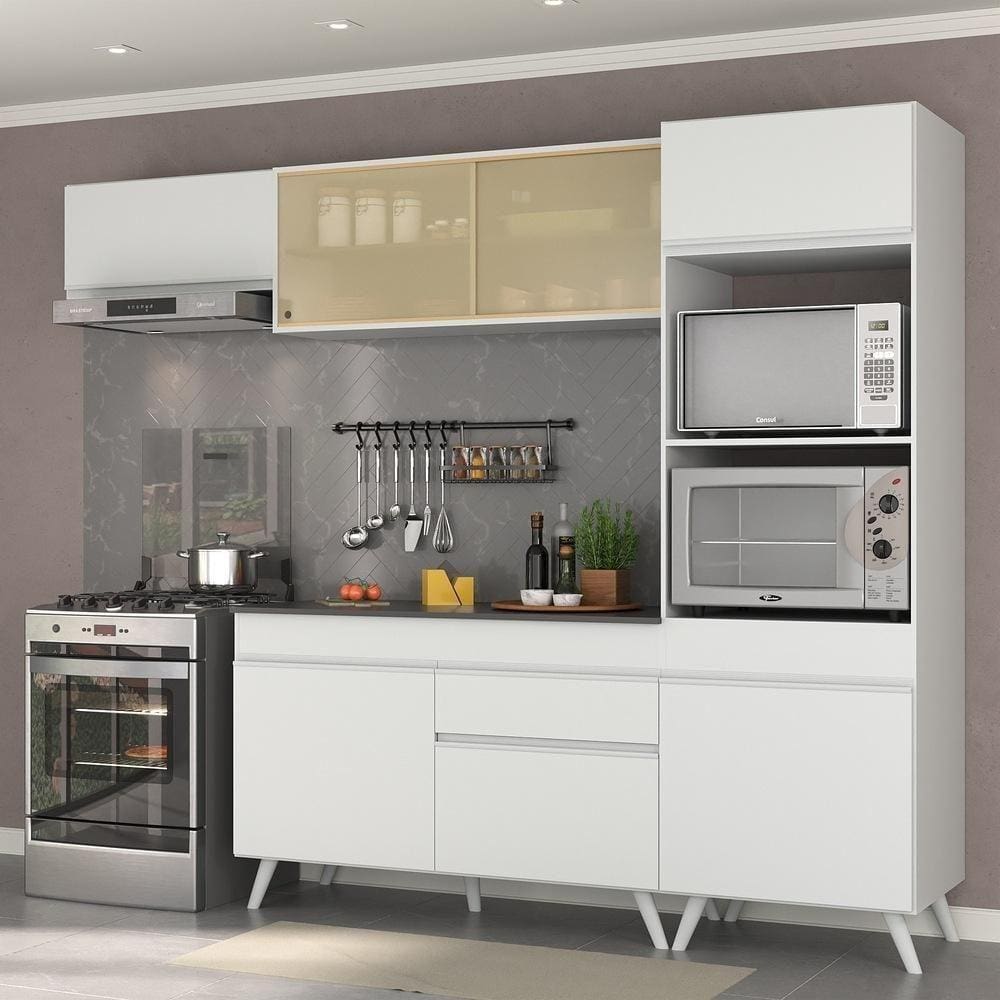 Armário De Cozinha Compacta 252cm Veneza Multimóveis Branco
