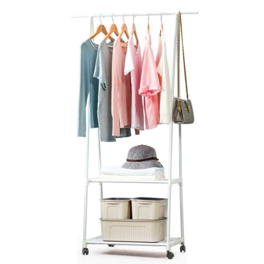 Arara Guarda Roupas Sapateira Cabideiro Closet Multifuncoes Prateleira Com Rodas