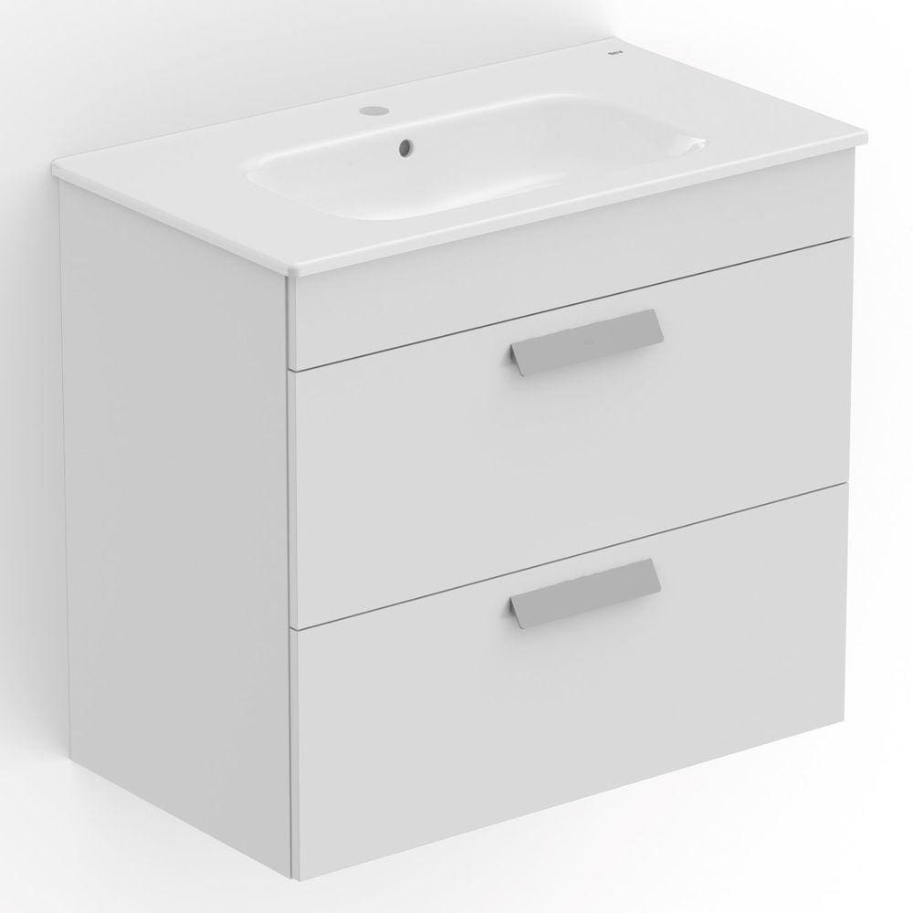 Gabinete para Banheiro 80x45cm com Lavatório 2 Gavetas Debba Roca Branco