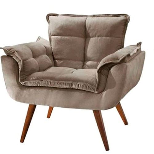 imagem-Poltrona Decorativa Opalla Sala de Estar Consultório Clinica Suede Capuccino -Decor Elity - Bege Médio