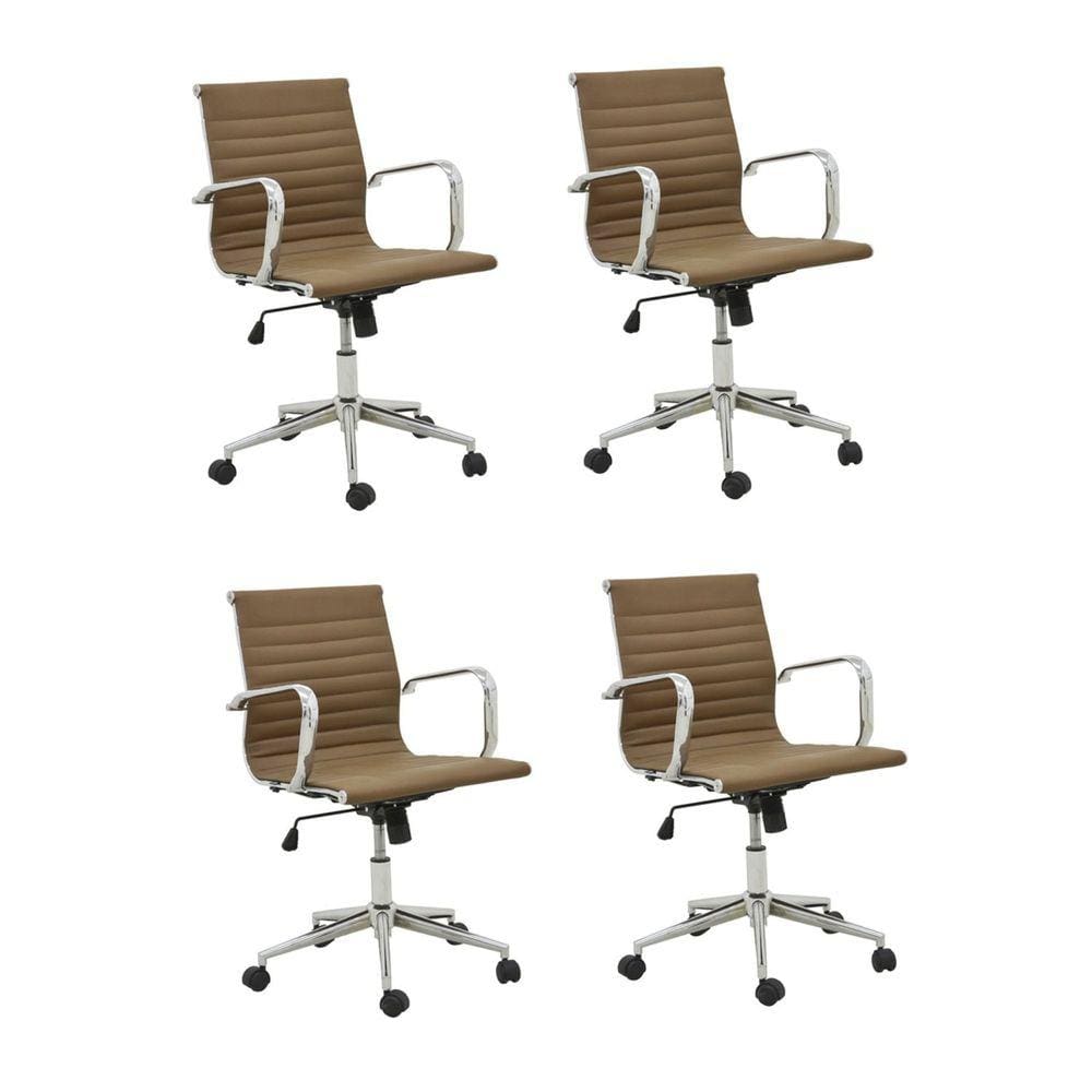 Conjunto 4 Cadeiras Poliuretano Office Sevilha Rivatti Móveis Cinza