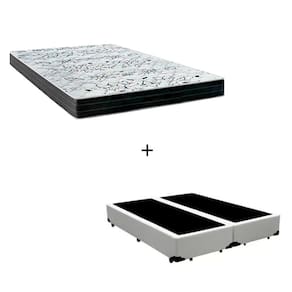Cama Box Queen - Tecido Sintético Branco com Colchão Extra Firme D28 - Suporta 80Kg