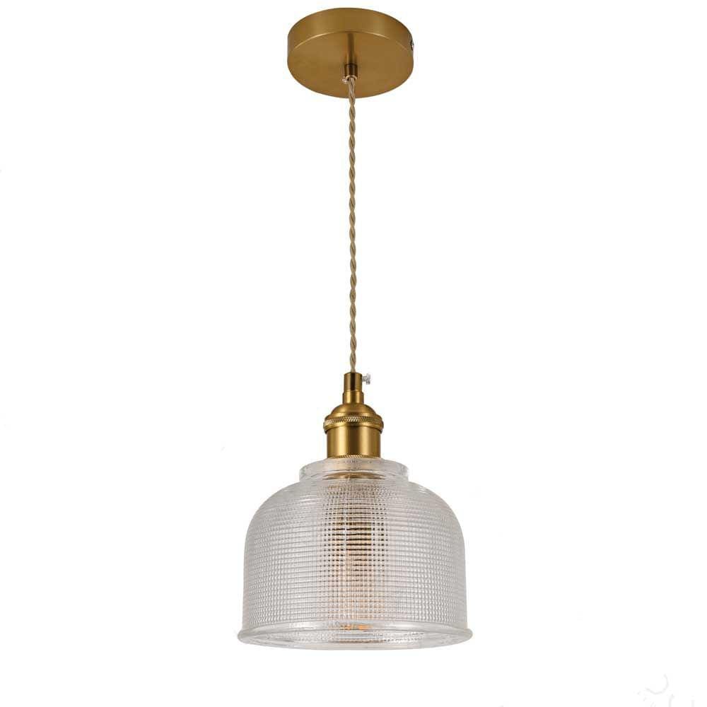 Pendente Dourado com Vidro Transparente 14cm 1E27