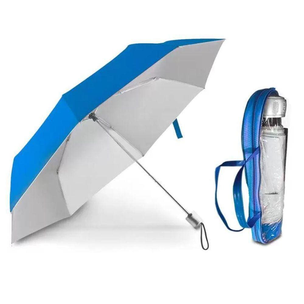 Guarda Chuva Proteção Solar Resistente Cabe Na Bolsa Azul